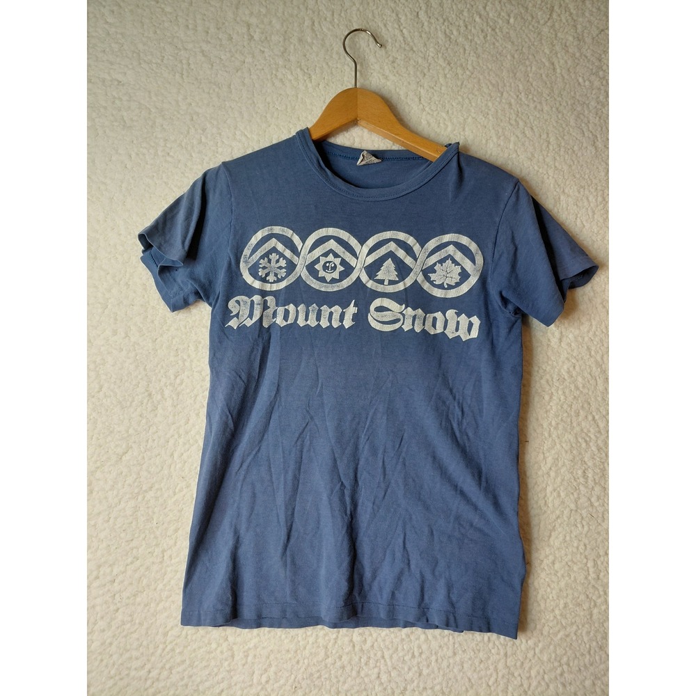 Vintage Mount Snow Vermont T Shirt Sport-T Stedman Blue 60's Small Single Stitch